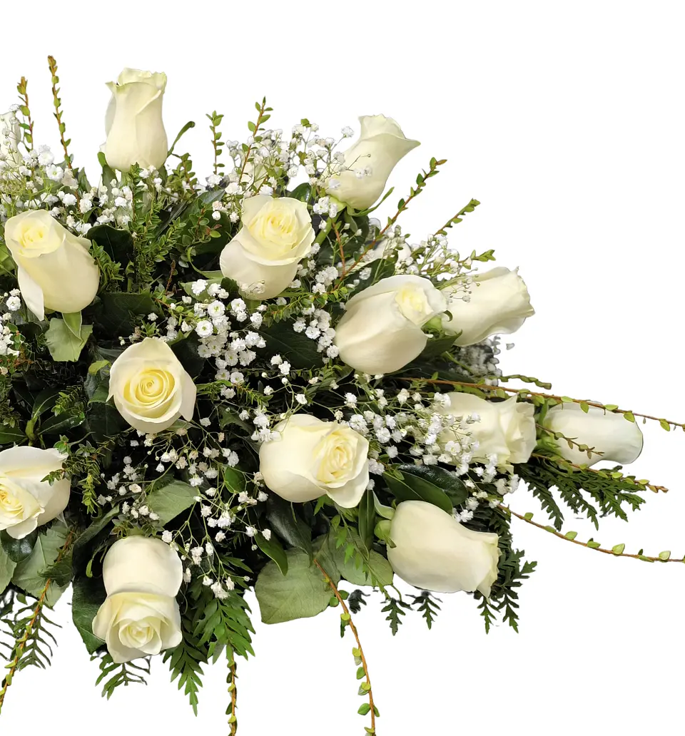 Cubre urna de 25 rosas blancas  3
