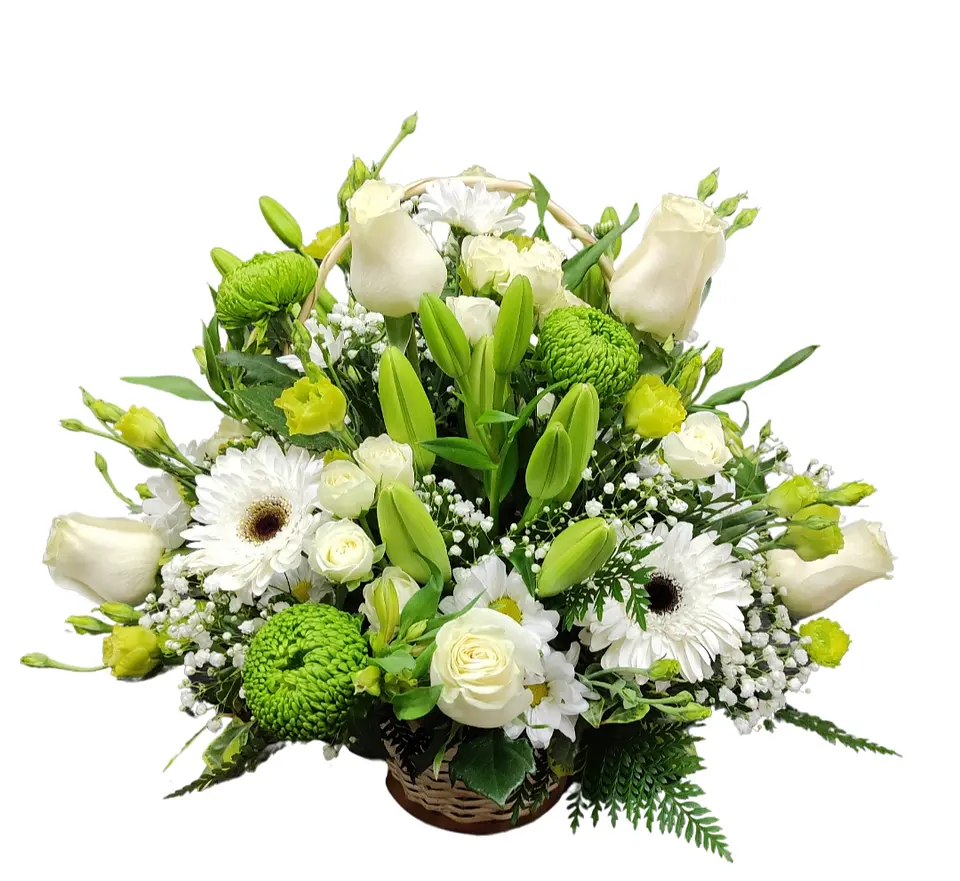 Cesta mixta blanca y verde 1