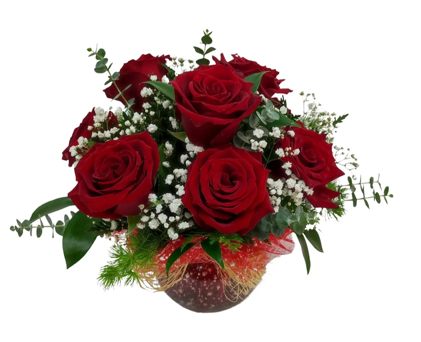 Pecera de 9 rosas rojas  1