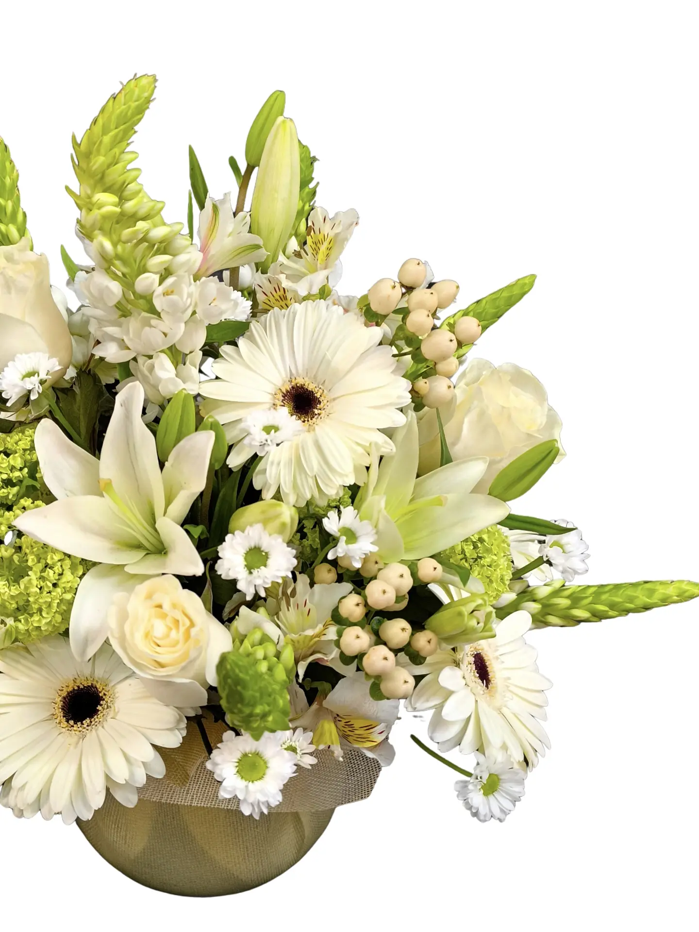 Pecera de flores mixtas surtidas en tonos blancos  3