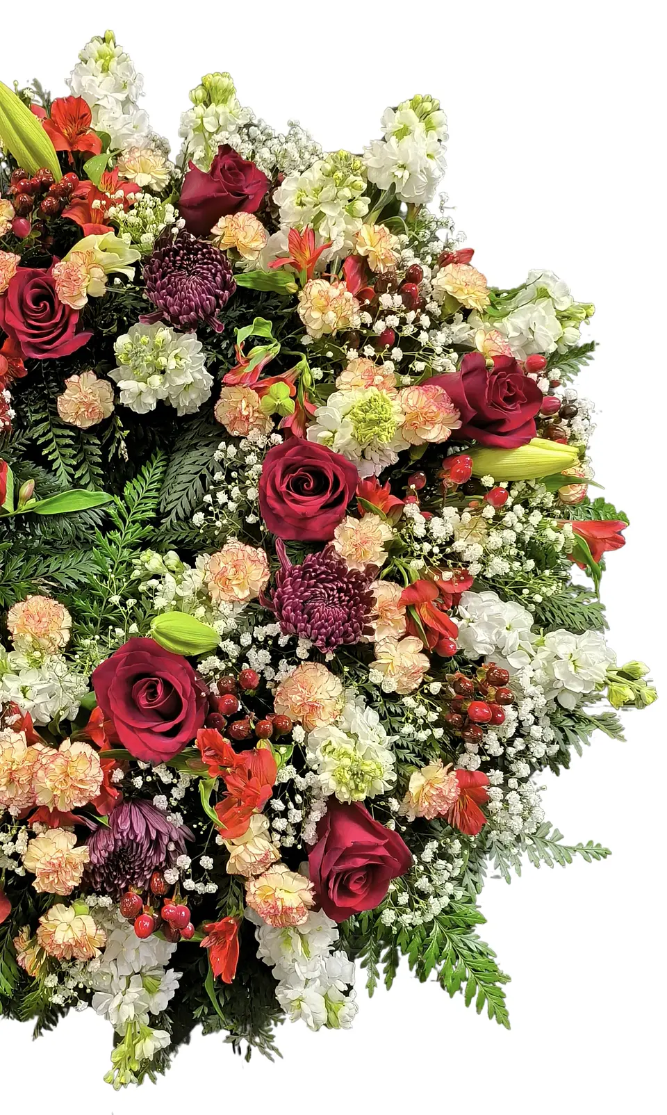 Corona de condolencias roja y crema 3