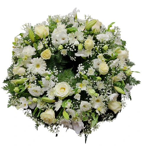 Corona blanca de condolencias 