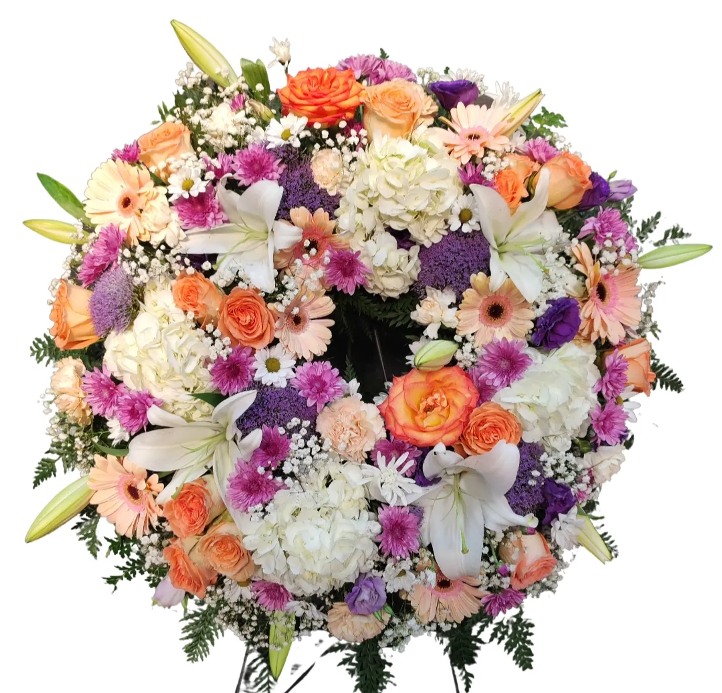 Corona de condolencias pastel y morado 1
