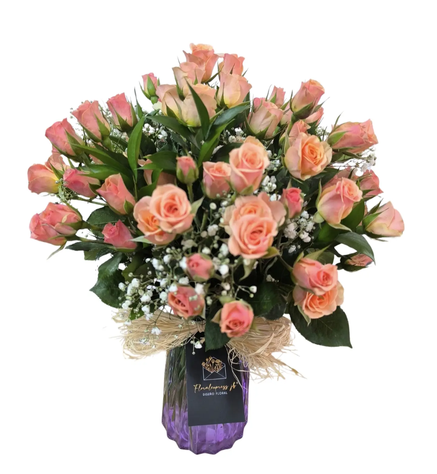 Florero de mini rosas pastel 1
