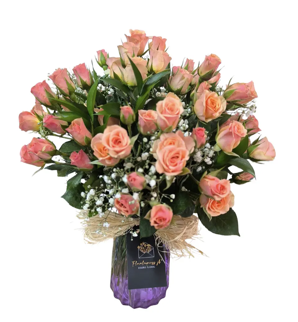Florero de mini rosas pastel 1