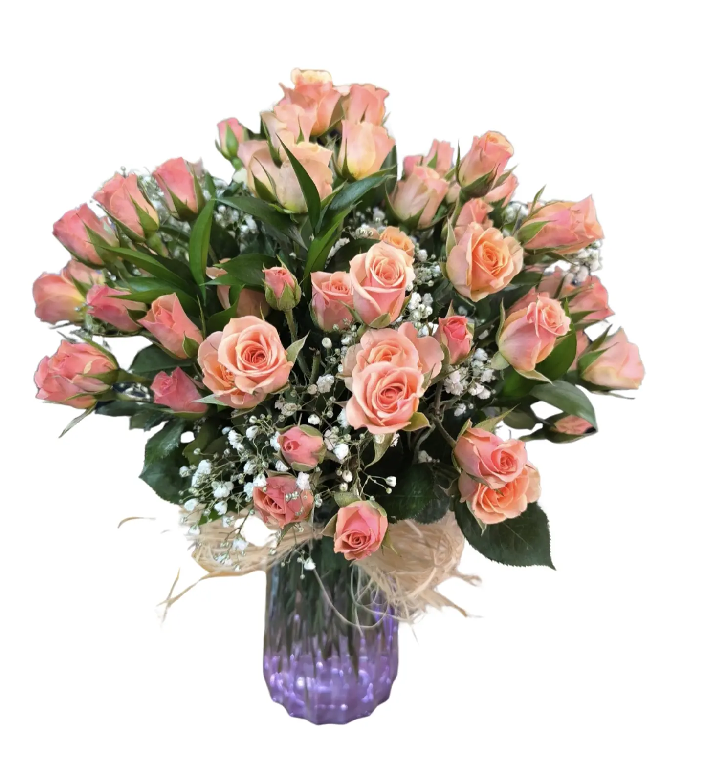 Florero de mini rosas pastel 2