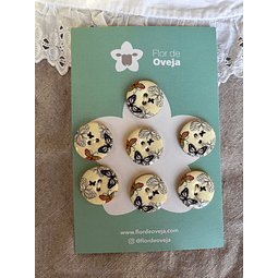 Set de 7 Botones Cerámica Mariposas 24 mm