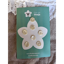 Set de 7 botones nácar vintage 13 mm