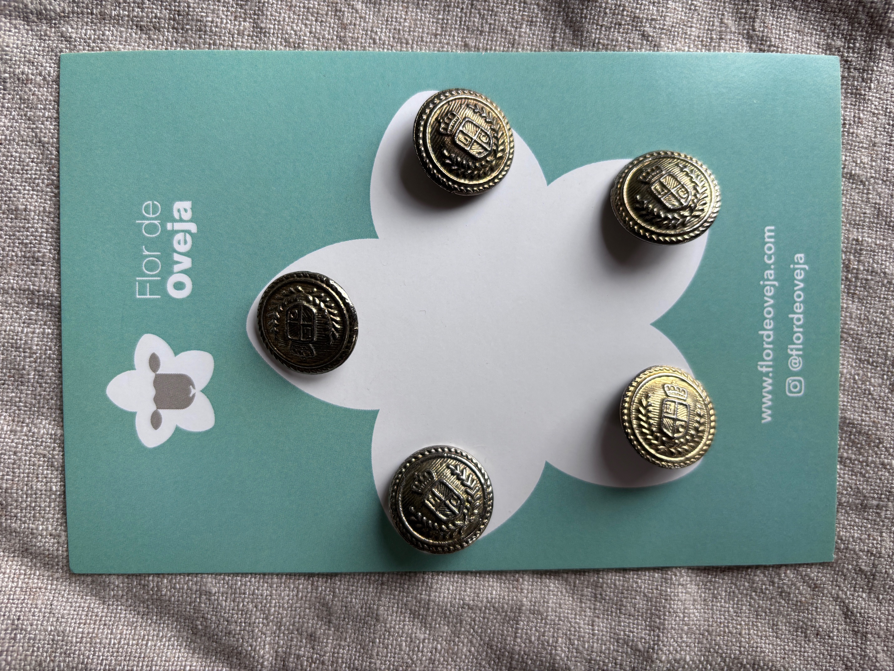 Set de 5 botones de metal vintage