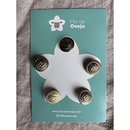 Set de 5 botones de metal vintage