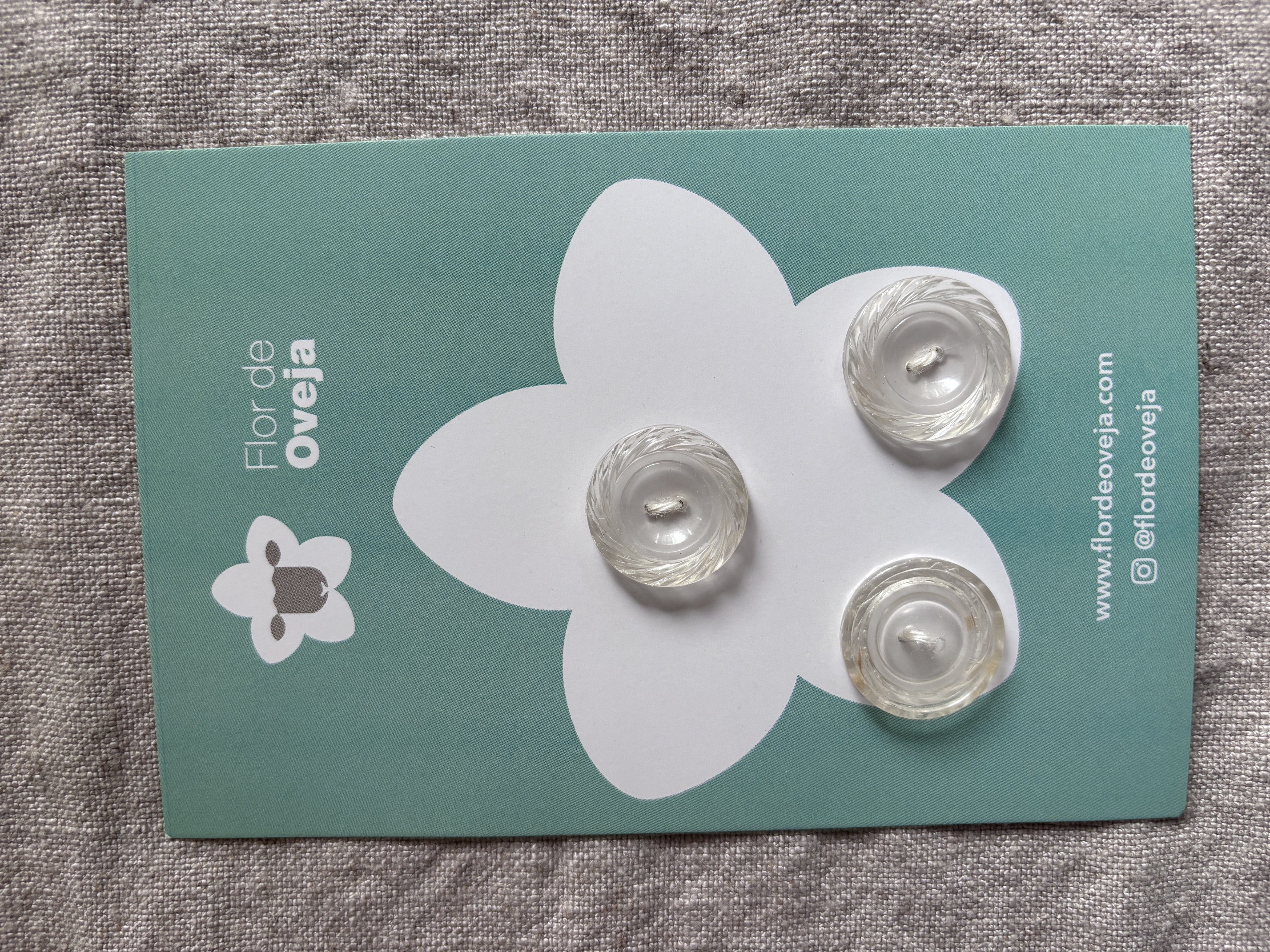Set de 3 botones de 23 mm transparente