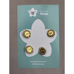 Set de 4 botones metal dorado de 17 mm