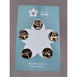 Set de 5 botones de metal de 22 mm con relieve 