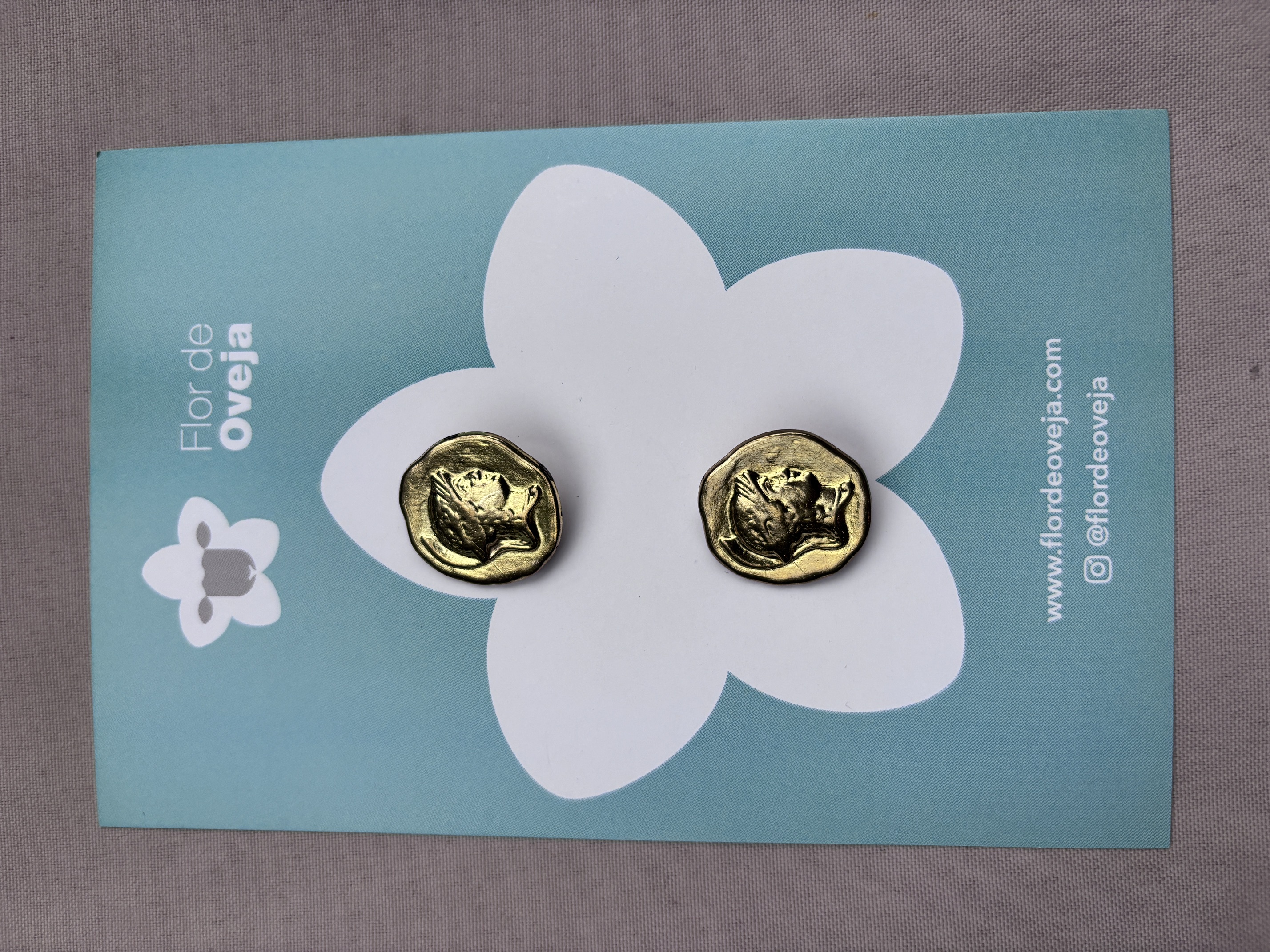 Set de 2 botones de 23 mm de metal dorado 