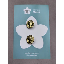 Set de 2 botones de 23 mm de metal dorado 