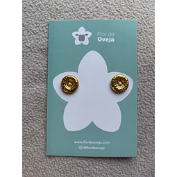 Set de 2 botones metálicos dorados de 18 mm