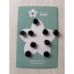 Set de 9 botones negros antiguos de 13 mm aprox