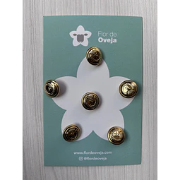 Set de 6 botones dorados de 15 mm con diseño de letra N