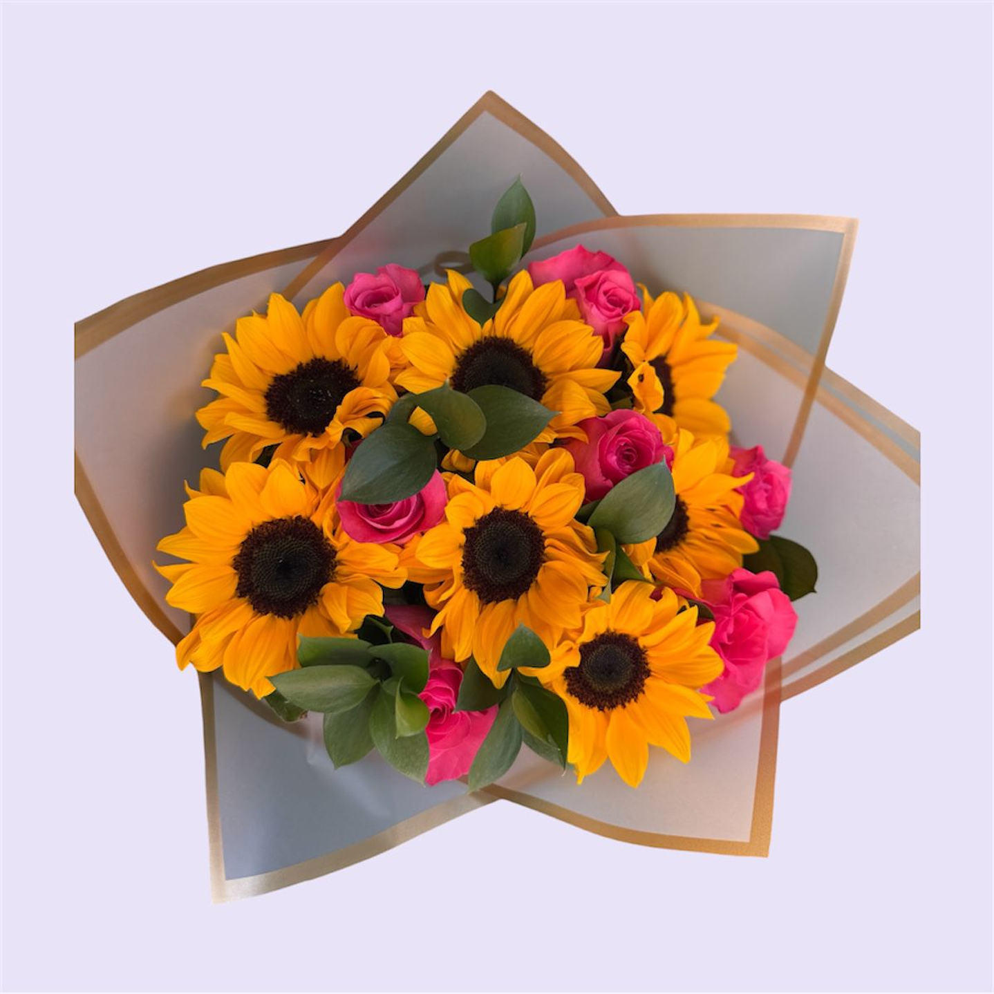 Ramo Girasol y Rosas Rosadas