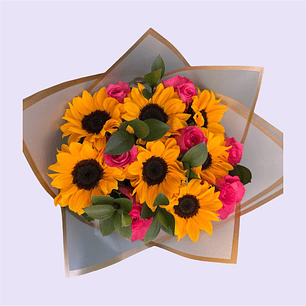 Ramo Girasol y Rosas Rosadas
