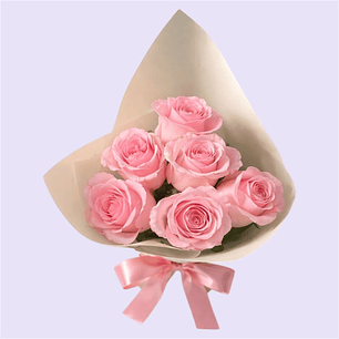Ramo De 6 Rosas Rosadas 
