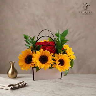 Cartera Girasoles y Rosas Rojas
