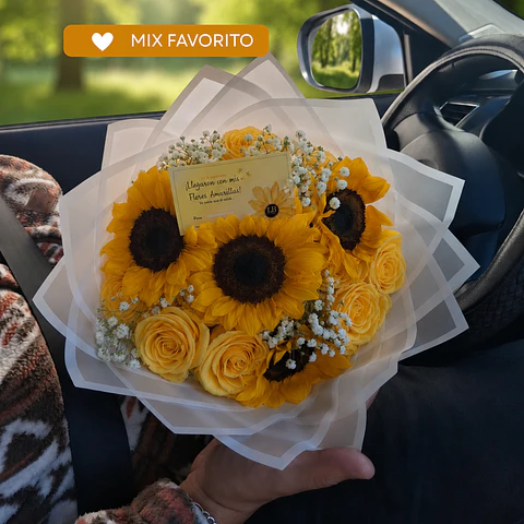 Contigo Todo Florece 🌻 | Mix de Girasoles & Rosas Naturales 