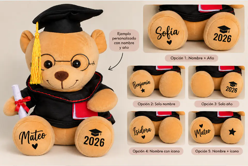Oso de Peluche Graduado con Birrete y Diploma – 45 cm 3