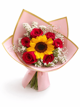 Ramos De 6 Rosas 1 Un Girasol 