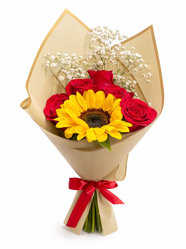 Ramos De 5 Rosas 1 Un Girasol  1