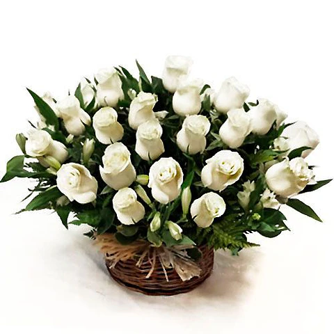 Canasto de 30 Rosas Blancas