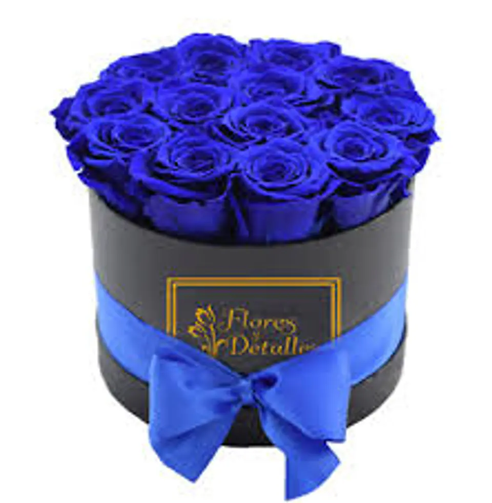 Caja Redonda Rosas Azules 1