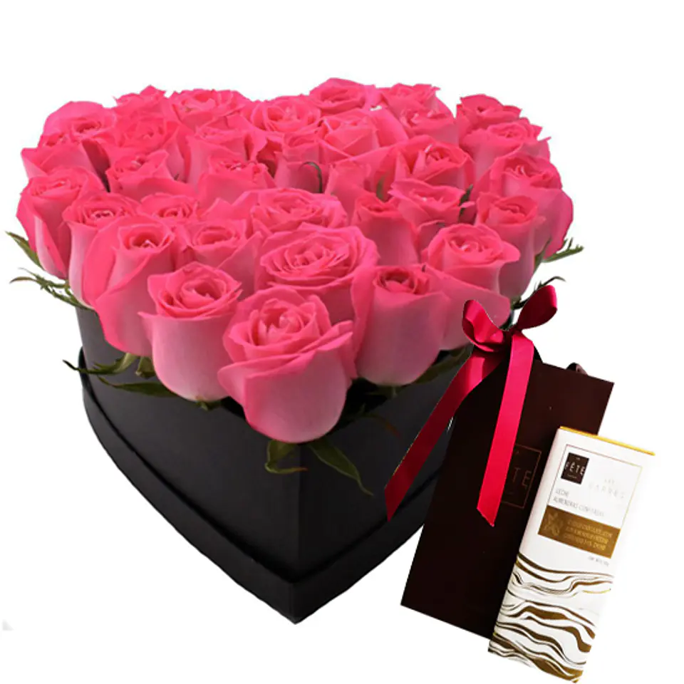 Corazón de 18 Rosas Tableta de Chocolate 1