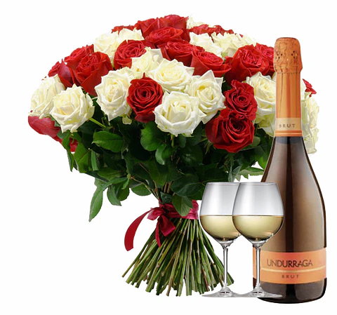 Ramo de 50 Rosas Vino Espumante