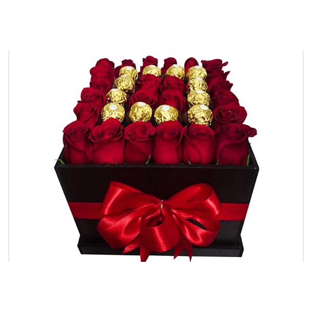 Caja de Rosas y Chocolate | flores-de-laura
