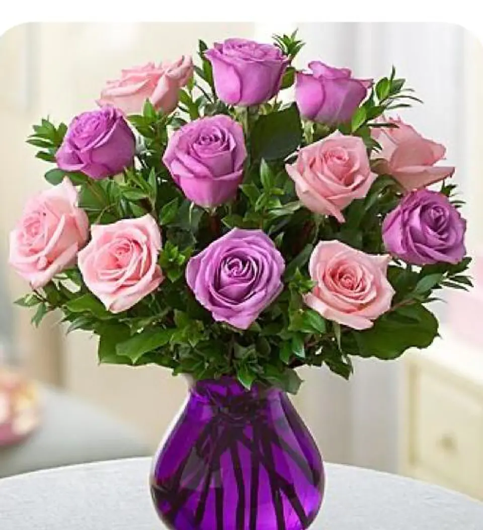 Hermoso Florero 18 Rosas 2 Colores  1