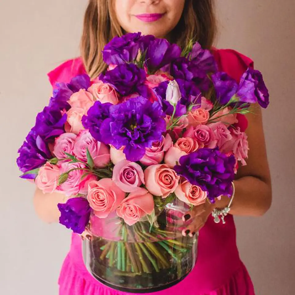 Purple Cloud - 50 rosas con lisianthus 1
