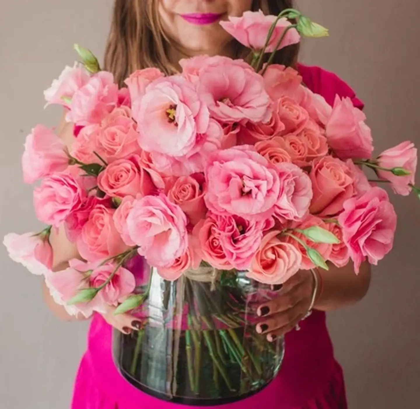 Rose Cloud - 50 rosas con lisianthus 1