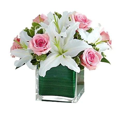 Cubo de Rosas y Lilium