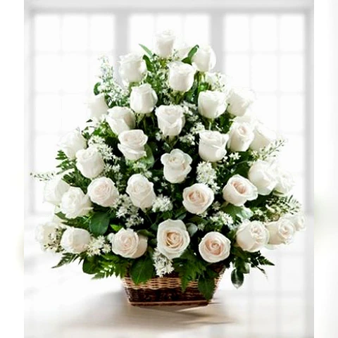 Canasto de 50 Rosas Blancas