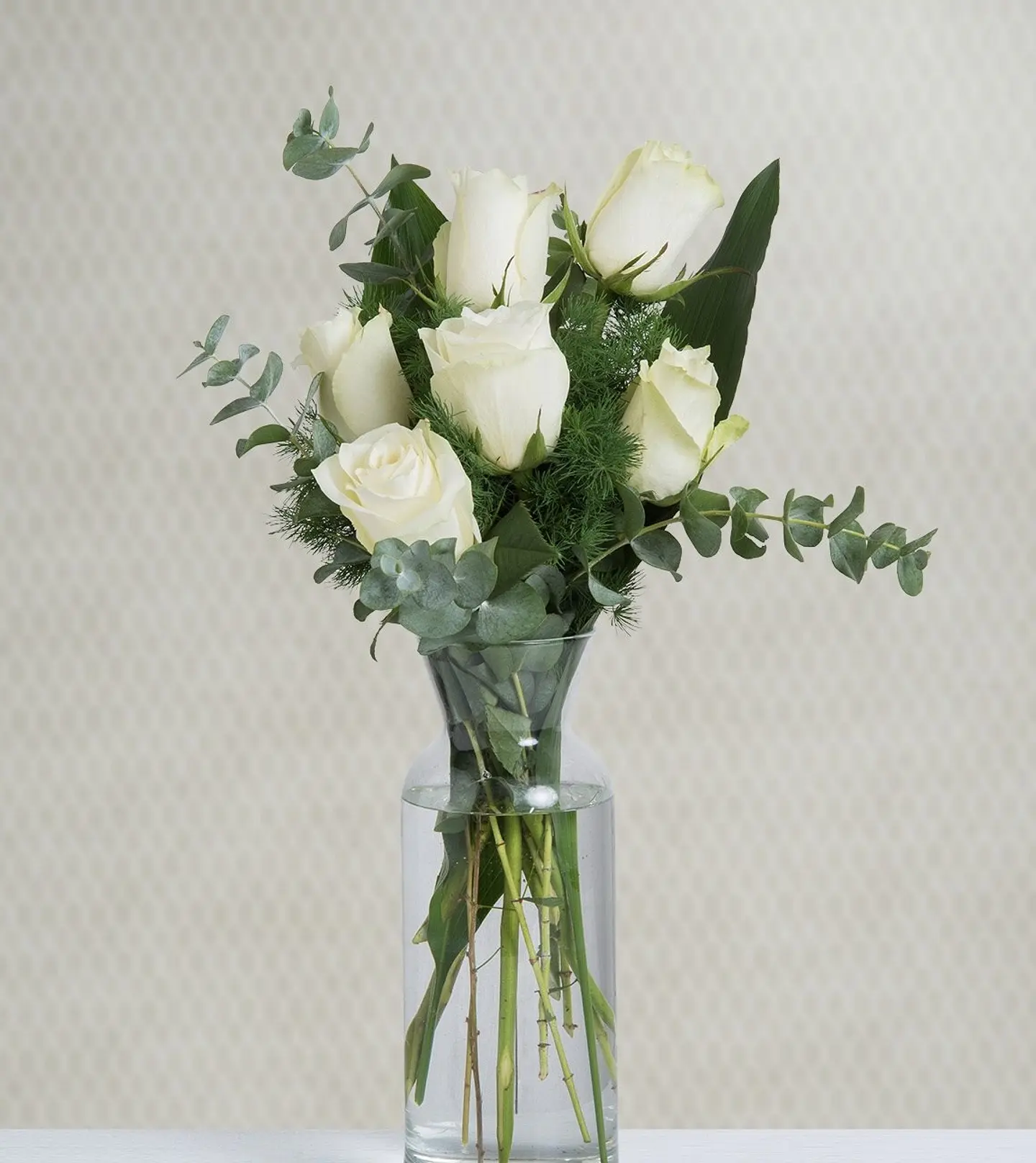 Florero 6 Rosas Blancas 1
