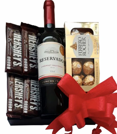 Caja de vino y chocolate 