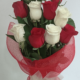 Florero de 12 Rosas Bicolor