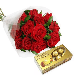 Ramo 12 Rosas y Chocolates | Envía Amor Dulce