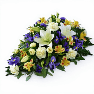 Cojin Floral Blanco, Amarillo y Azul.