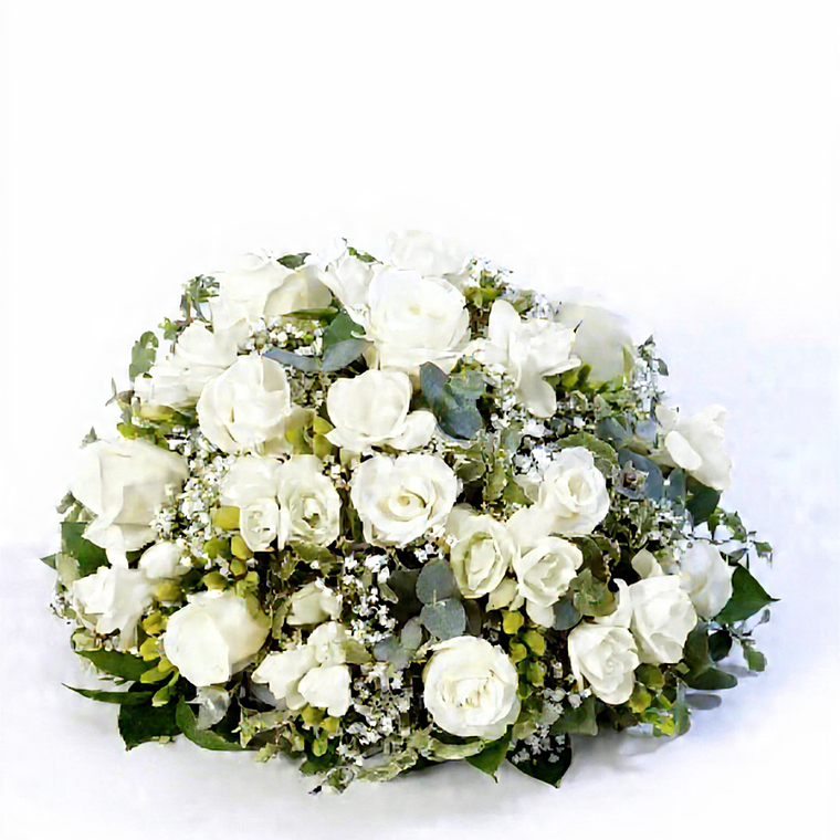 Cojin Floral Redondo Blanco. 1