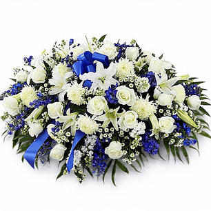 Cubre Urna Azul Y Blanco.