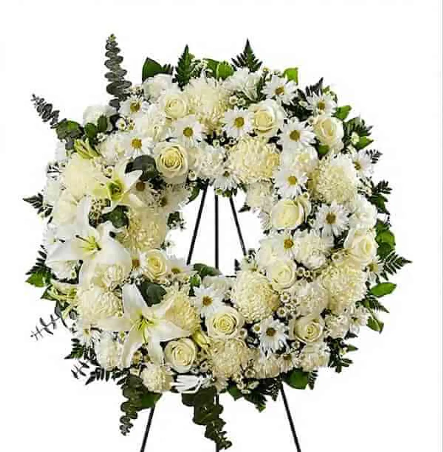 Corona Fúnebre Paz Eterna Premium - Flores Blancas 75cm 1