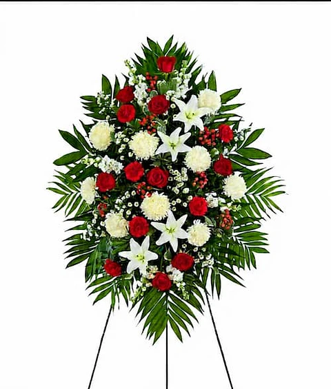 Corona Fúnebre Homenaje Mixto 80x60cm - Rosas y Lilium