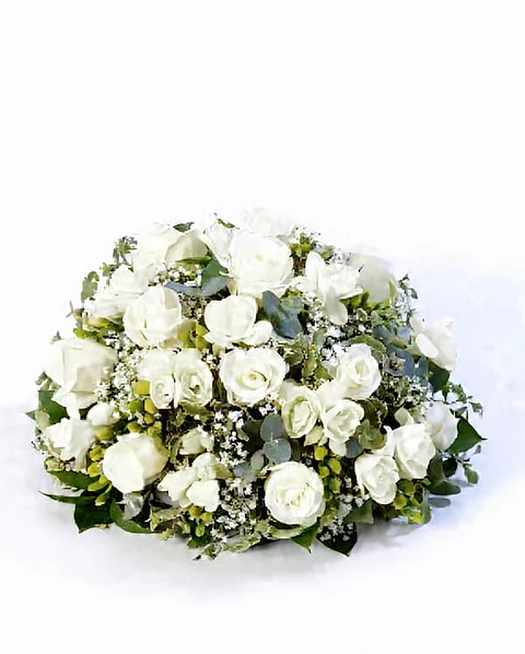 Cojín Floral de Rosas Blancas 30cm